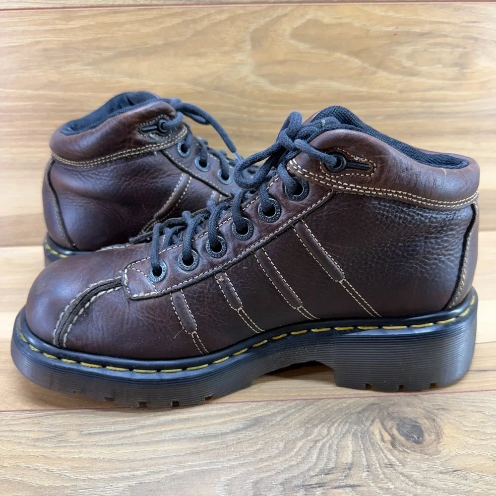Dr Martens Vintage 90's Y2K Chunky Boots Mens US 8 UK 7 Brown Square Toe 9763